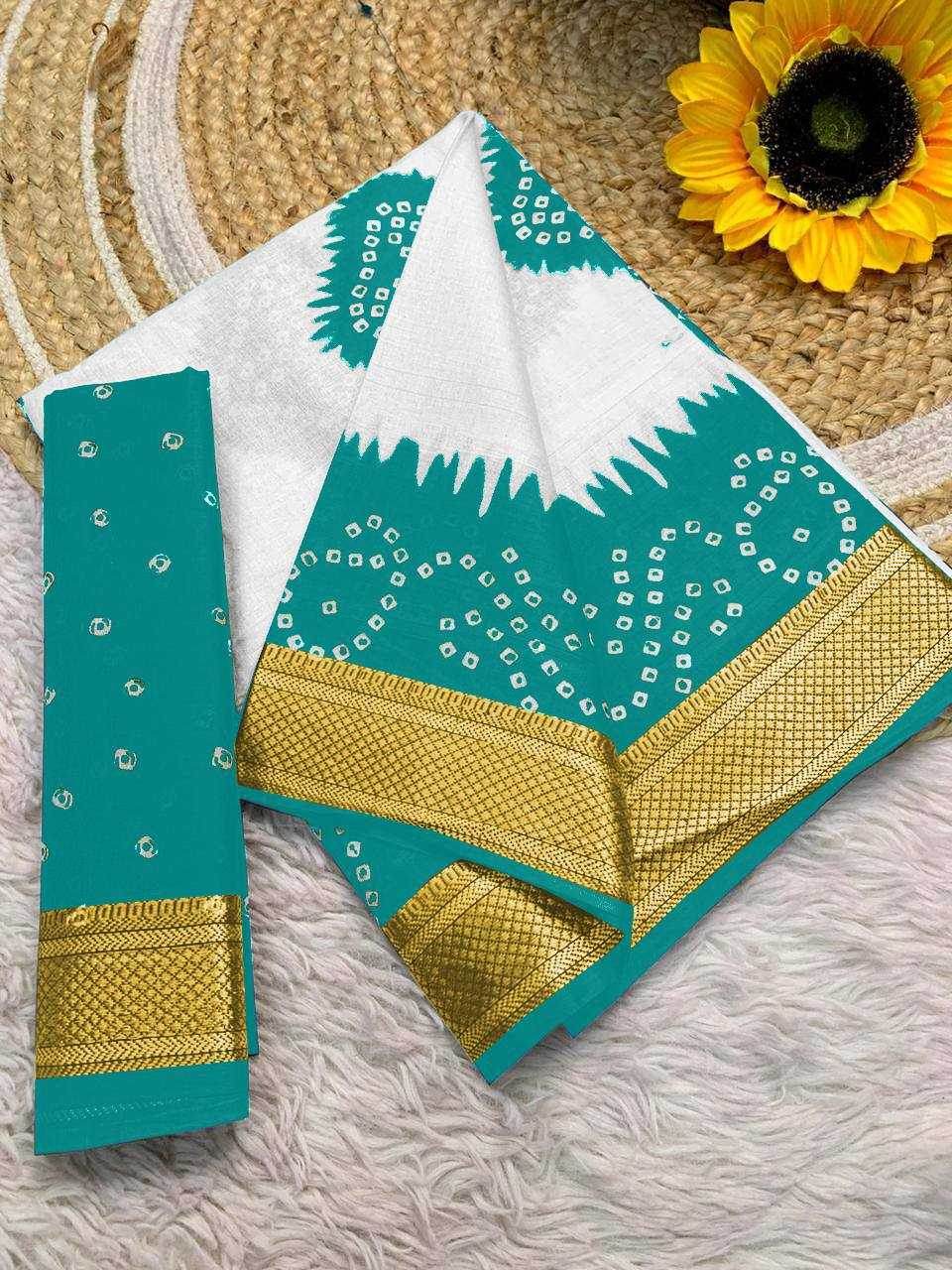 Bandhani Printed Cotton Sarees - MYLUXURY LANE ENTERPRISE